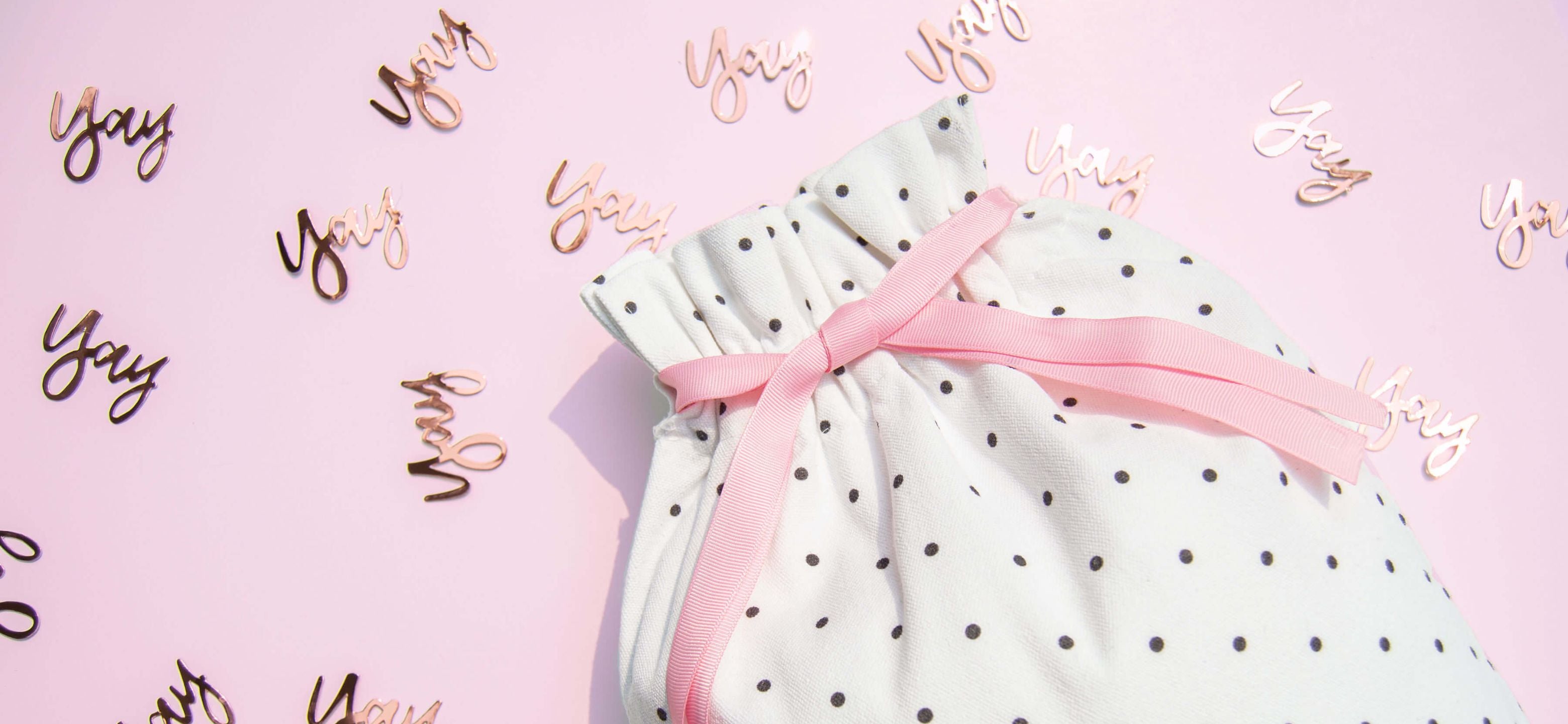 Polka dot fabric gift bag