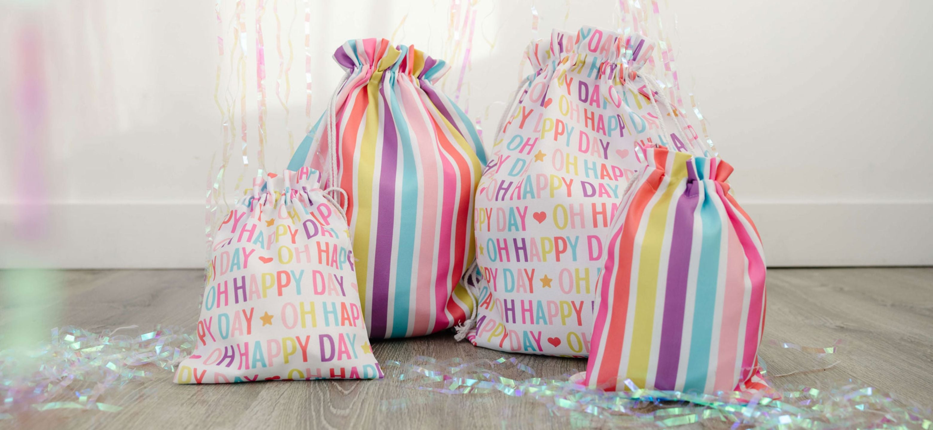 Multicolor reusable fabric gift bags